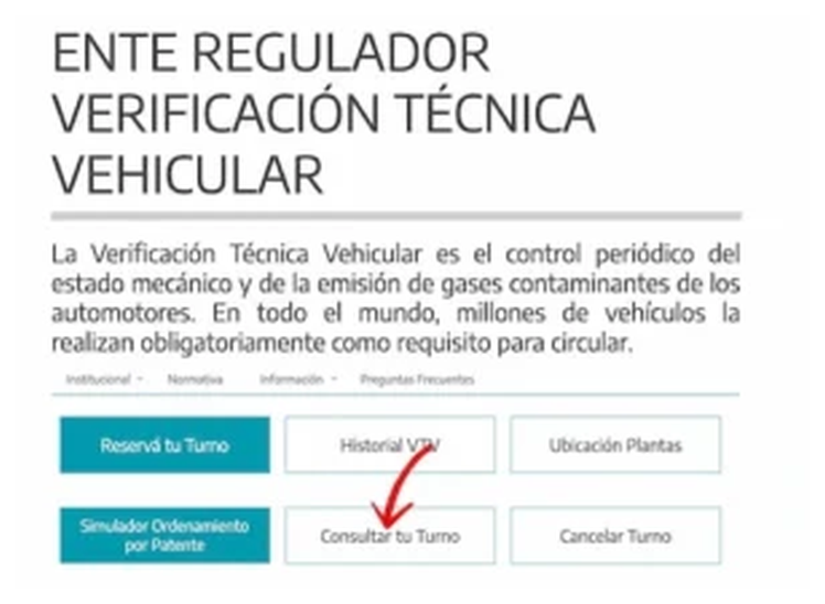 Paso 1 para consultar o cambiar el turno de la VTV en General Rodríguez