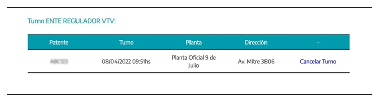 Paso 3 para consultar o cambiar el turno de la VTV en General Rodríguez